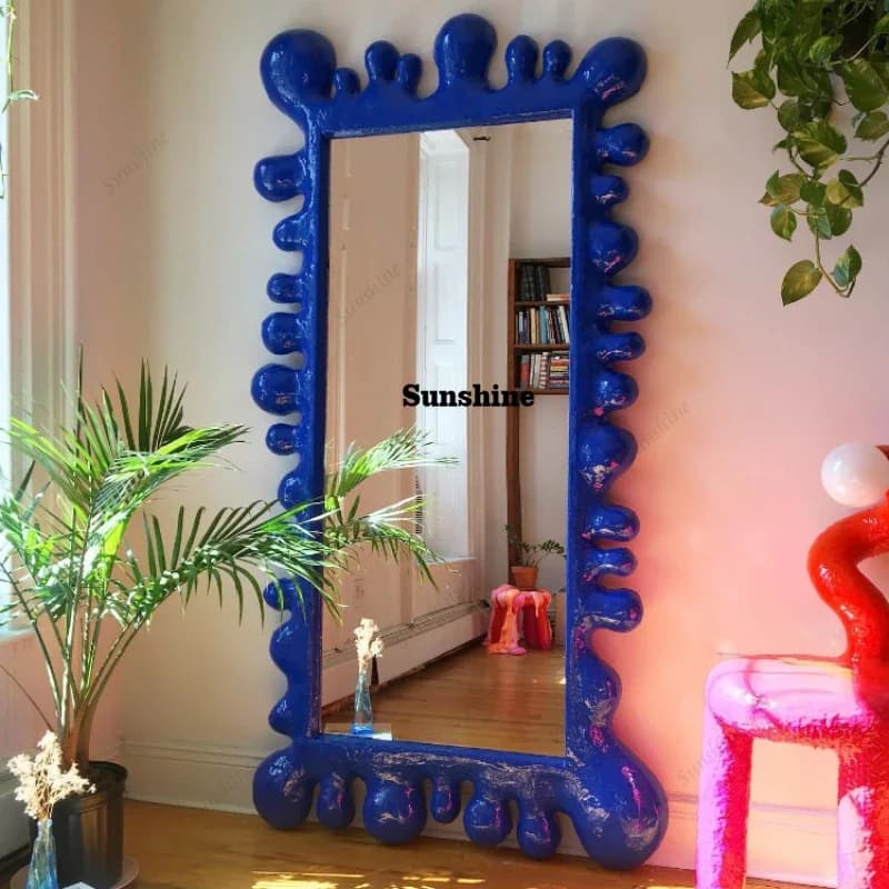 Nordic Full Length Mirror Purple Clothing Store Cute Luxury Art Mirror Bedroom Floor Hallway Espejos Decorativos Room Decoration