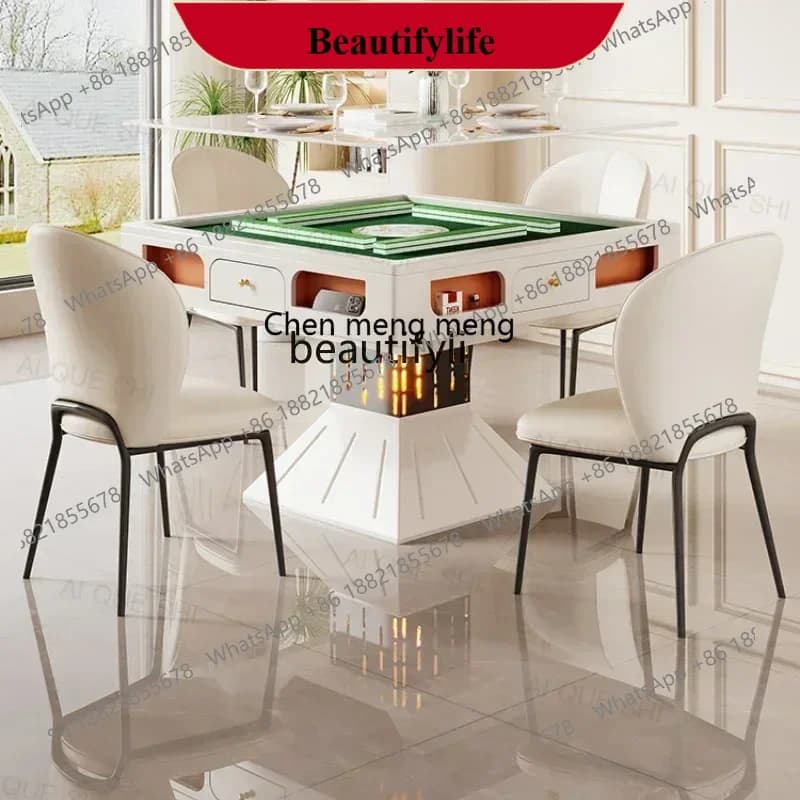 D178  YY Automatic rock slab heating mahjong table dining table light luxury silent mahjong machine integrated household