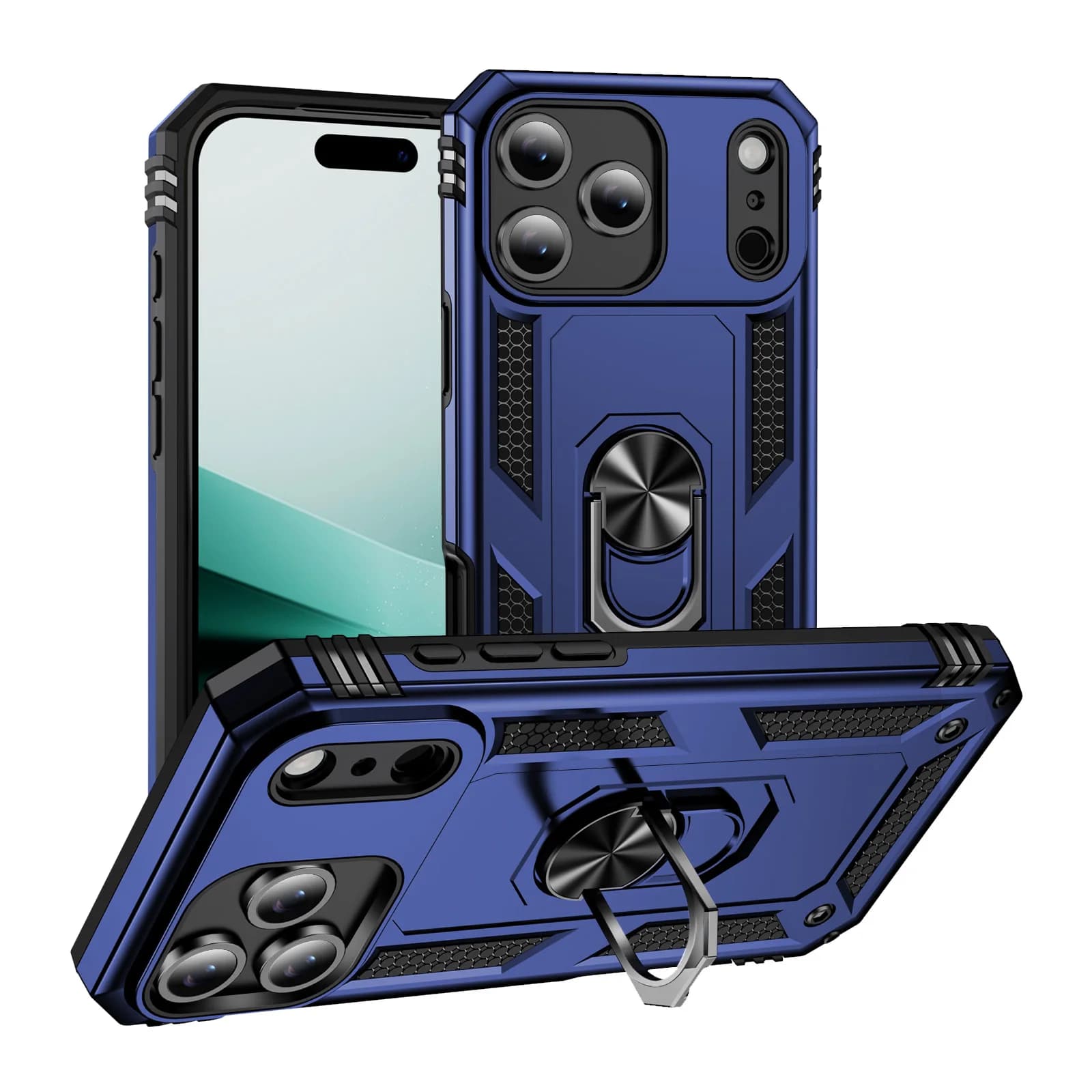 Shockproof Case For iPhone 17 16e 15 14 13 12 11 Pro Max XR 7 8 Luxury PC+TPU Cover Phone Back Protective Skins Shell Kickstand