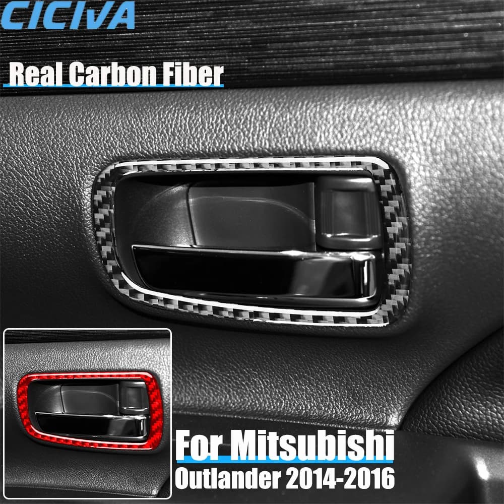 Real Carbon Fiber Car Accessories Door Handle Frame Trim Decorative Cover Soft Sticker For Mitsubishi Outlander 2014 2015 2016