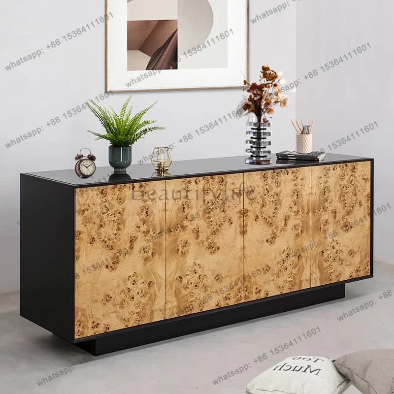 American retro tree tumor dining side cabinet multifunctional bedroom storage TV cabinet simple