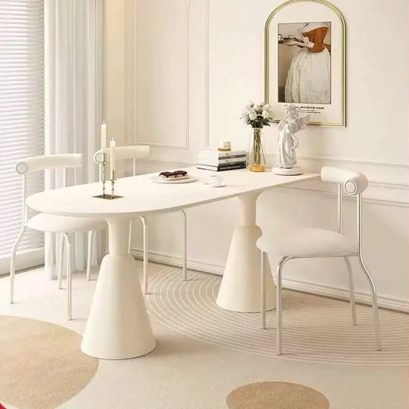 Party Unique White Dinner Table Modern Metal Legs Marble Workstations Dining Table Stainless Steel Mesa De Cocina Home Furniture
