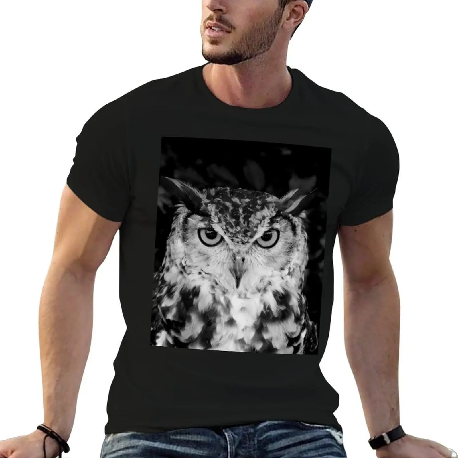 Owl in Black and White T-Shirt custom t shirt new gifts and t-shirts mens plain t shirts
