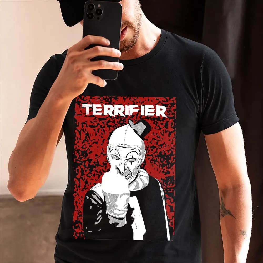 Retro Horror Movie Terrifier Art The Clown Killer Scary Halloween Gift T Shirt 0805 Short Sleeve Graphic clothes All size tops