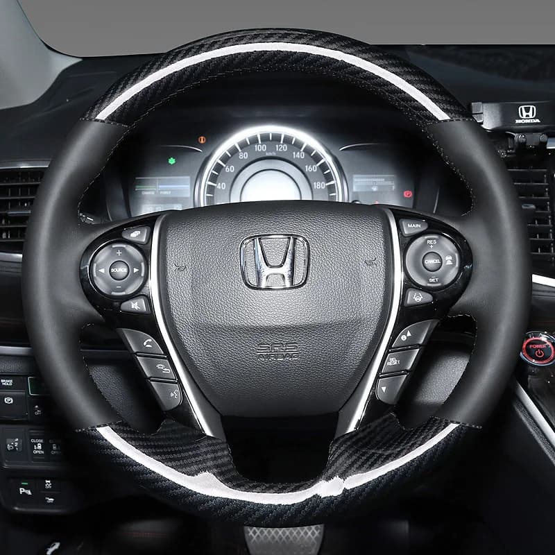 For Honda Civic 9.5 Accord Odyssey Elysion Crosstour Hand Sewn Needle Thread Car Steering Wheel Cover Accessories Fibre Leather