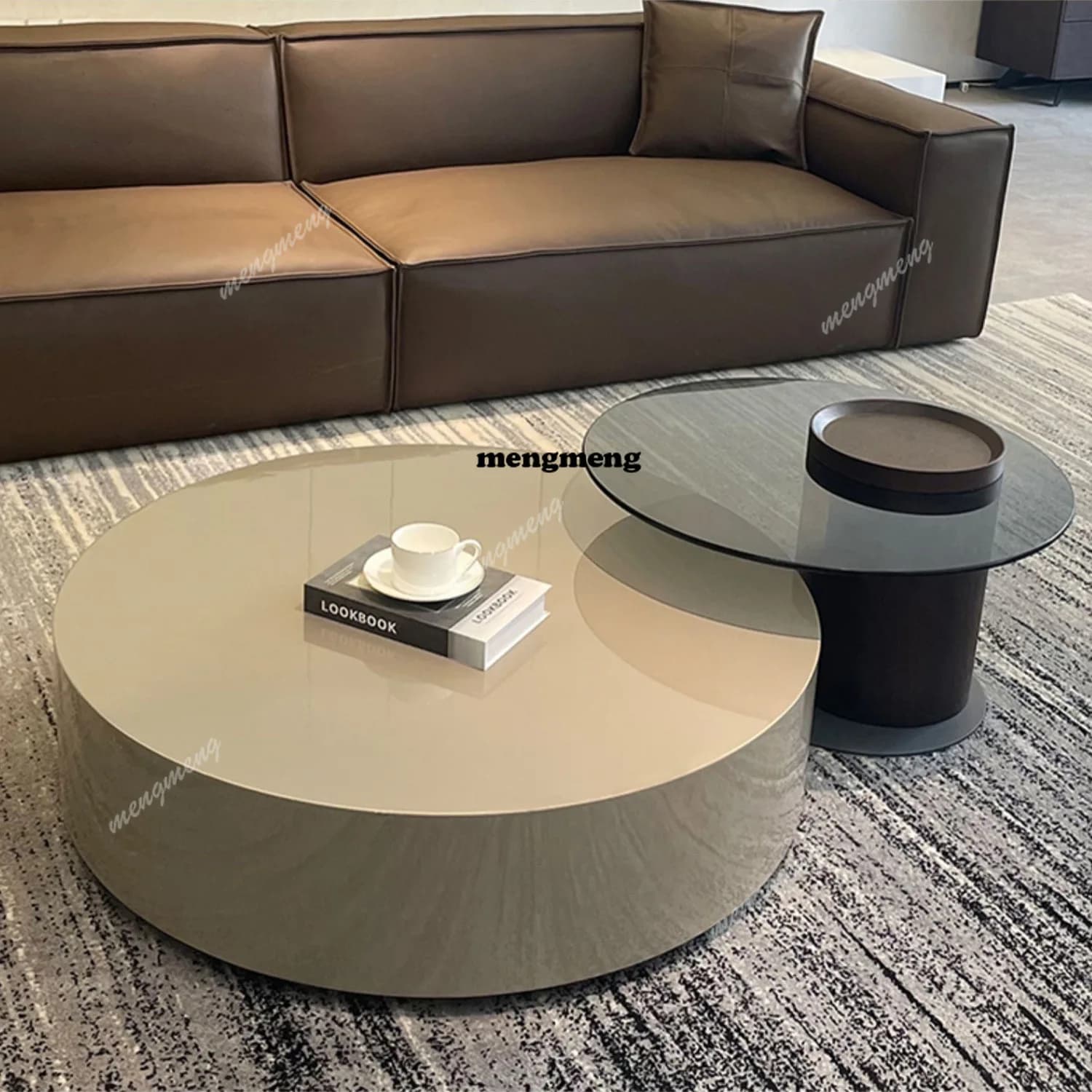 Italian minimalist round coffee table light luxury high sense simple modern living room