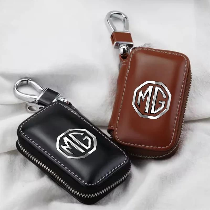 Leather Car Key Fob Case Remote Control Protective Cover Keychain Holder Accessories for MG ZS MG3 MG6 MG HS EHS MG7 GT