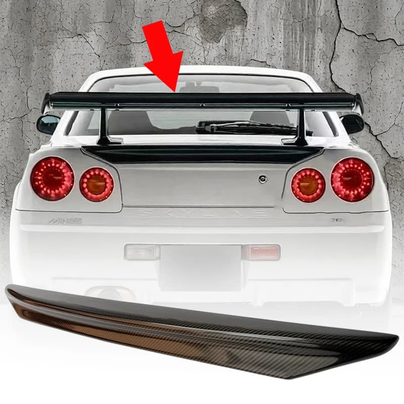 Rear Trunk Spoiler Tail Wing For Nissan Skyline R34 GTR GTT 1999‑2002 Coupe Tuning Automobiles Accessories Exterior Parts Body