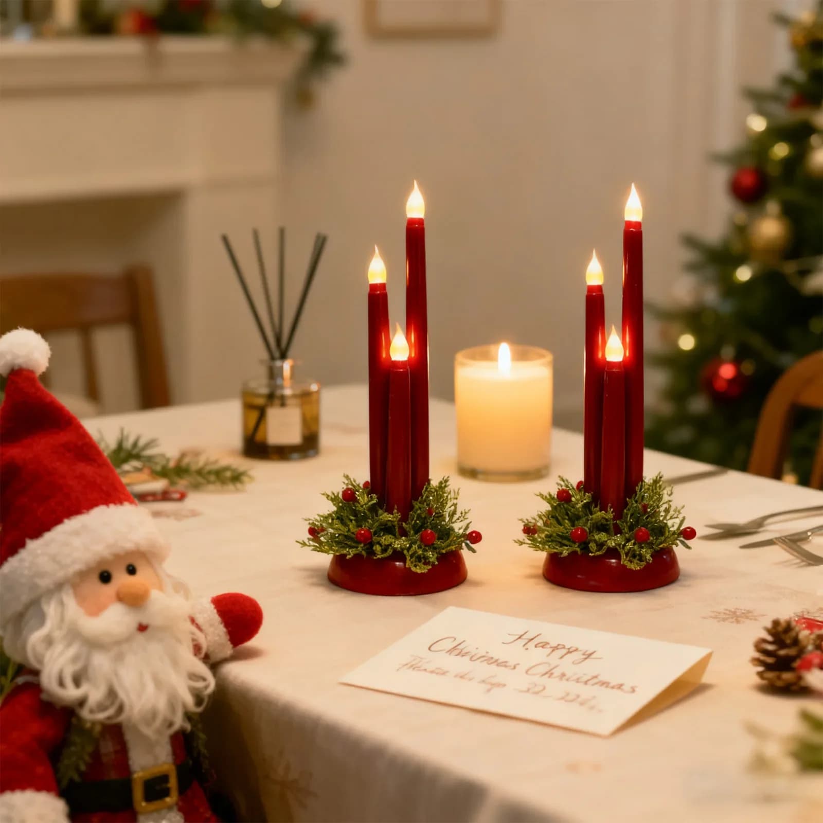 Christmas Led Flameless Candle Festive Christmas Simulation Desktop Candle Lamp Holiday Night Light Decoration