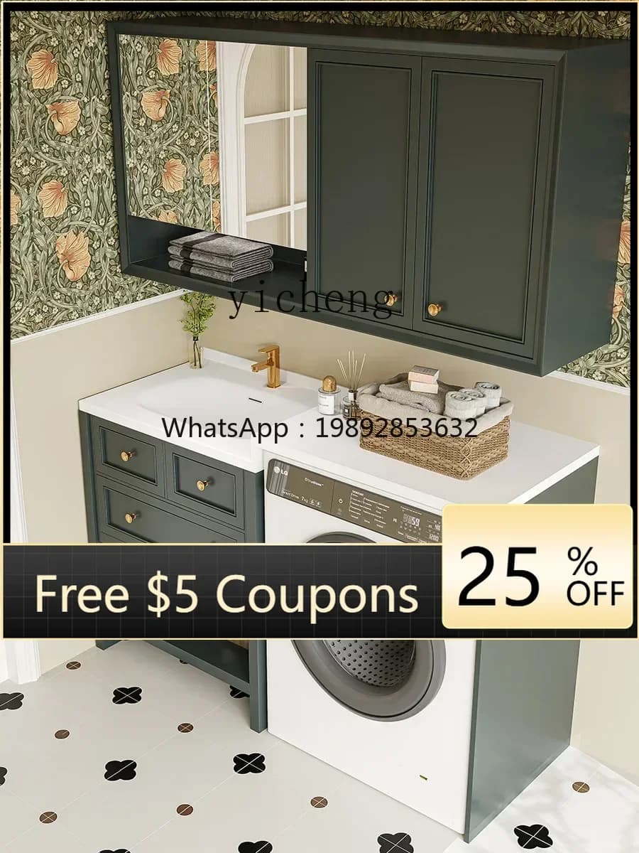 AB Stone Plate Whole Washbin Method Washing Machine Bathroom Cabinet Combination Washstand Washbasin