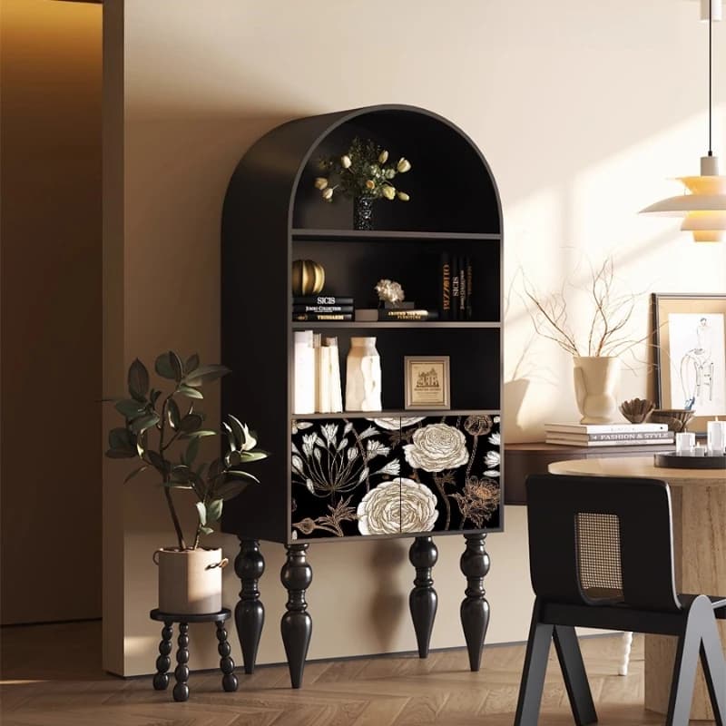 Flower solid wood bookcase entrance storage sideboard storage decoration stand cabinet