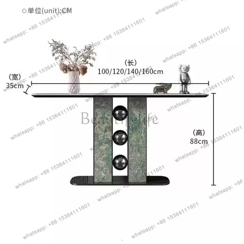 YJ Italian Luxury Console Table Stainless Steel Entryway Sofa Table Narrow Hallway Table for Living Room Decor