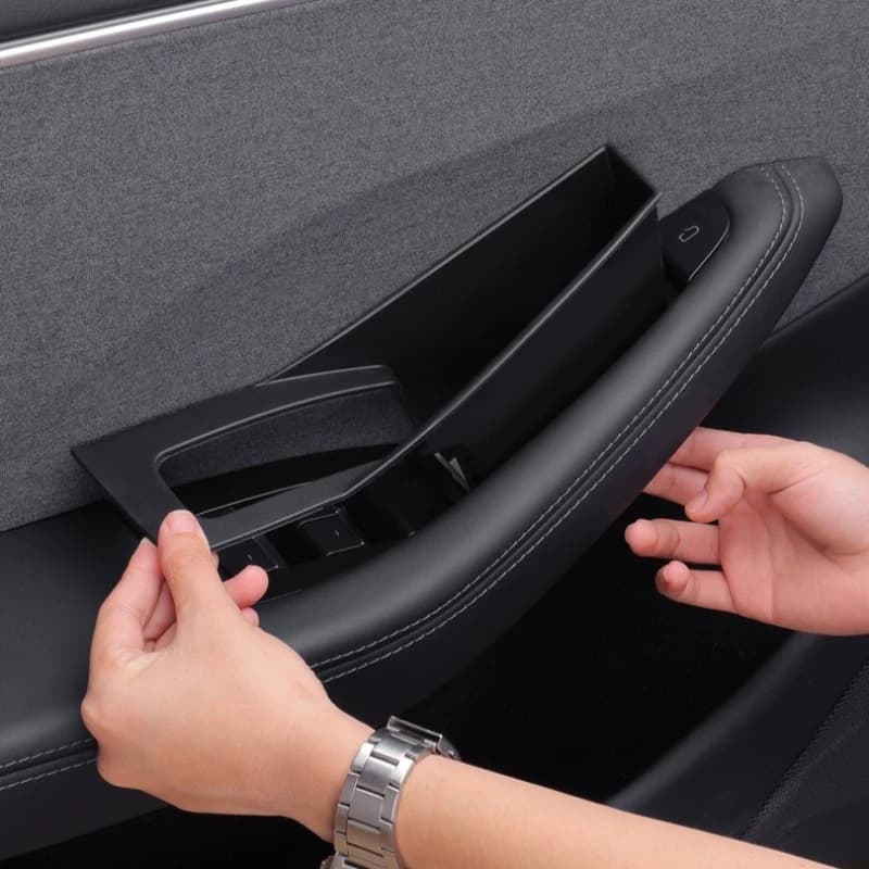 For Tesla Model Y Juniper 2025 Model 3+ Highland Car Door Handle Storage Box Inner Handle All-inclusive Organizer Container Tray