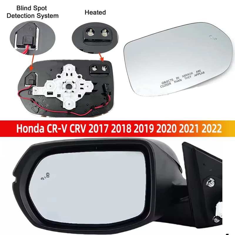 Left Right Heated Rearview Mirror Glass W/Blind Spot With Bracket Holder For Honda CR-V CRV 2017 2018 2019 2020 2021 2022