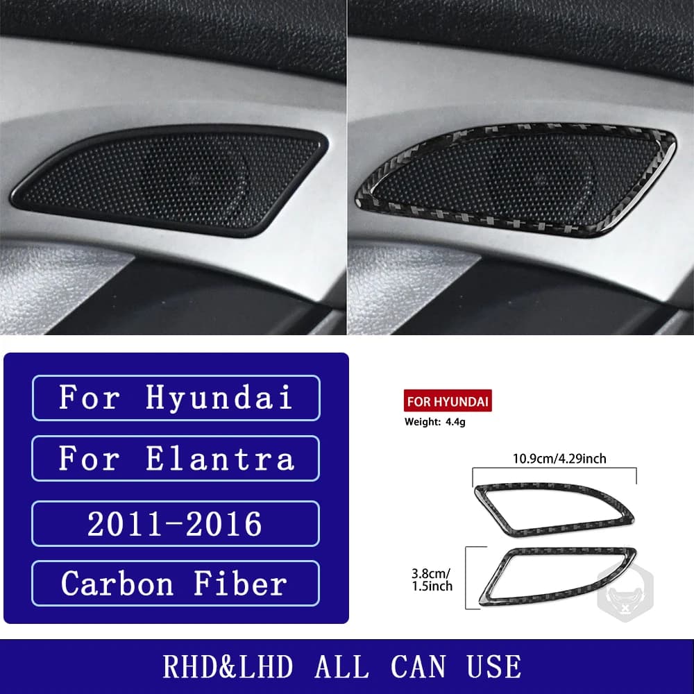 For Hyundai Elantra 2011-2016 Carbon Fiber Door audio speaker panel Trim frame Car Accessories Interior Decorative Stickers