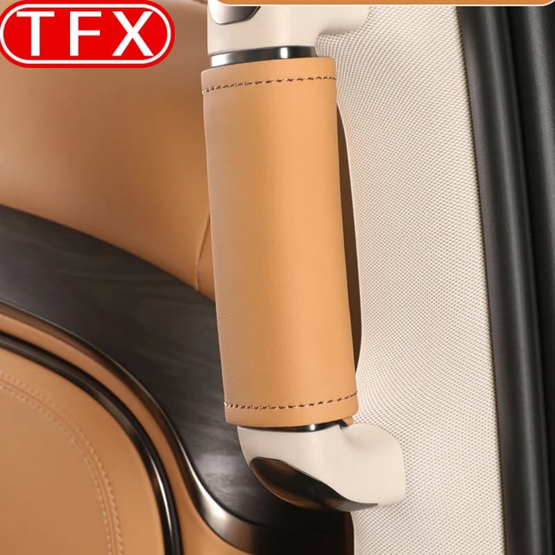 For BYD Denza D9 2024 2025 Car Styling Middle Door Handle Protective Cover Leather Middle Row Handle Gloves Interior Accessories