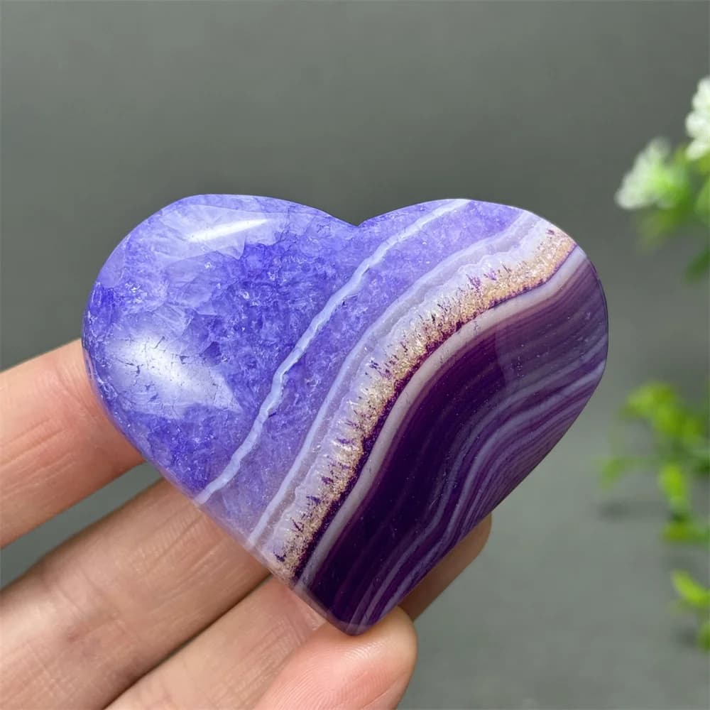 Natural Purple Agate Heart-Shaped Ornament Healing Spiritual Meditation Chakra Witchcraft Altar Energy Feng Shui Home Decoration