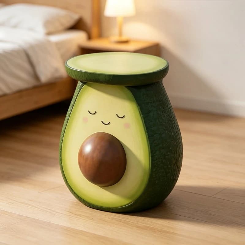 A few next to the sofa in the living room with minimalist avocado shape soft decoration