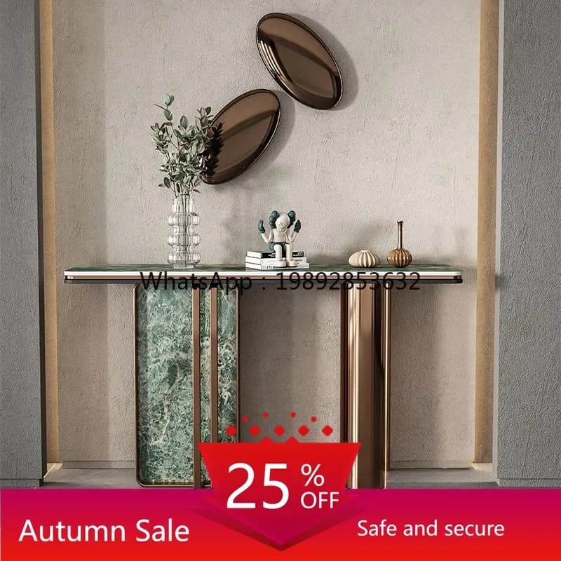 LYY Light Luxury Marble Pattern Entryway Table Stainless Steel Entryway Table Entryway Living Room Console Table
