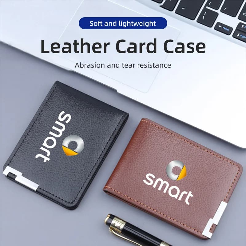 PU Leather Car Credit Card Holder Wallet Coin Purse Auto Accessories For Smart Fortwo Forfour 451 453 450 452 454 Roadster