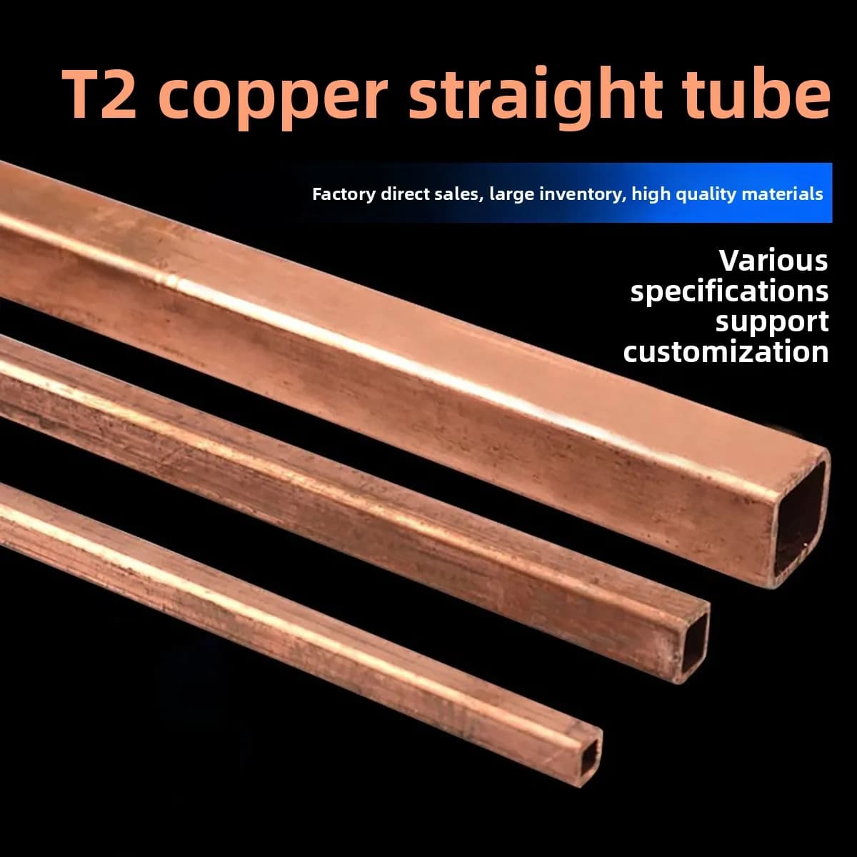 T2 Pure Copper Square & Rectangular Tube, Hollow Copper Pipe for Medium & High Frequency Induction Coil, Size 4/6/8/10/15/20/30~