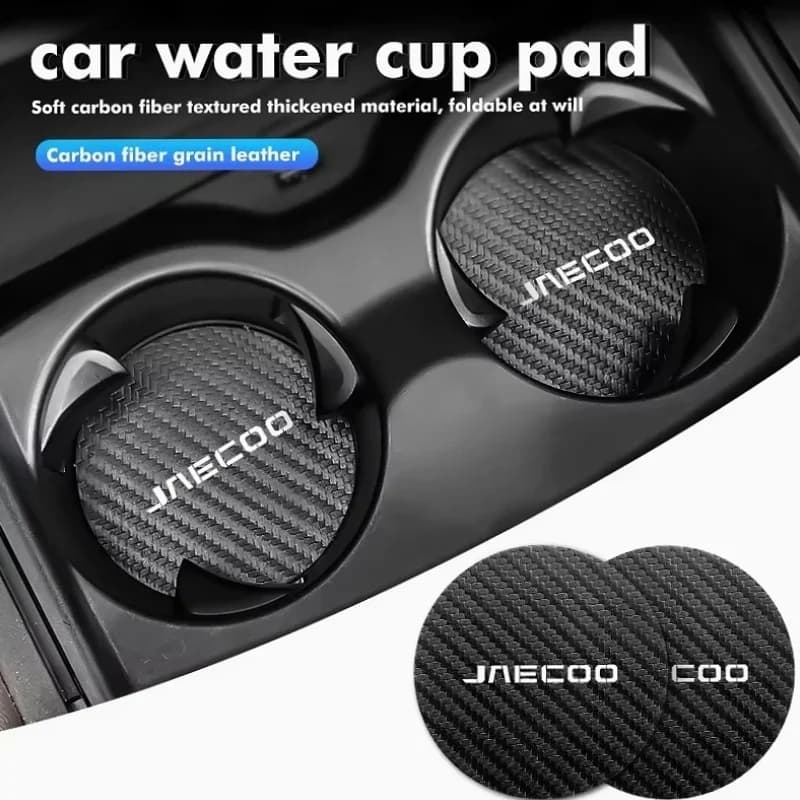 Car Water Cup Coaster Cup Holder Liner Cup Protector Pad Noise Reduction Carbon Fiber Leather For Jaecoo J5 J7 J6 J8 5 7