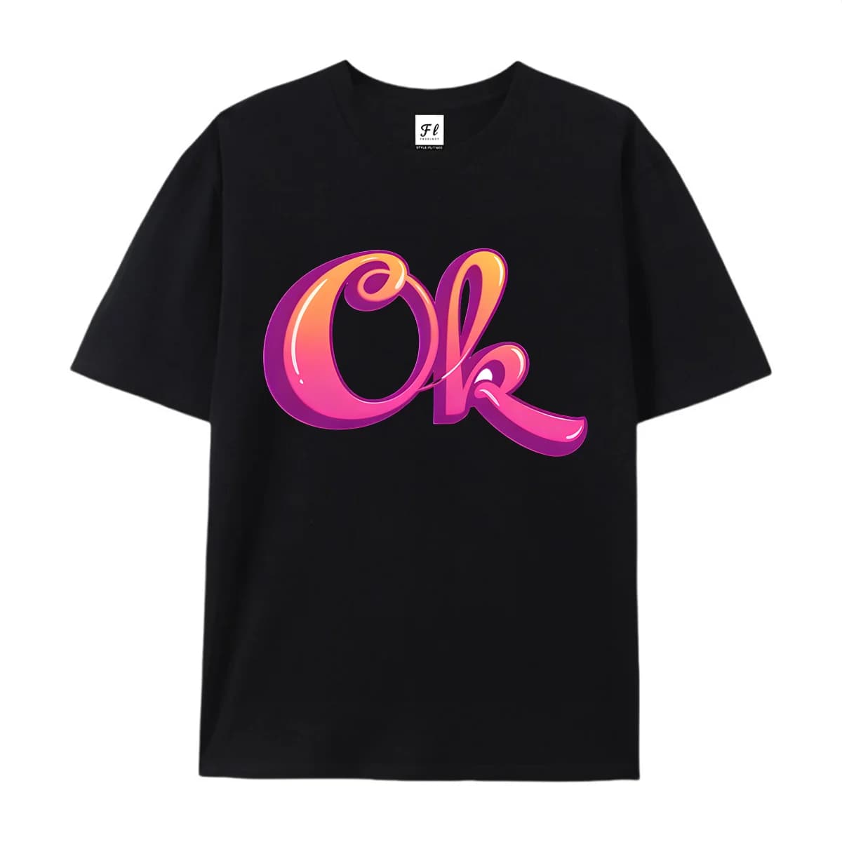 Unisex Short Sleeve T Shirt Cute 3D Bubble OK Letter Print Crew Neck Tees Summer Casual Streetwear Tops For Men Women Daily Wear
