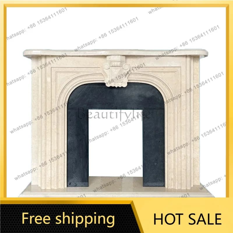 Zj. French retro solid wood fireplace cabinet, simple light luxury entrance decorative cabinet