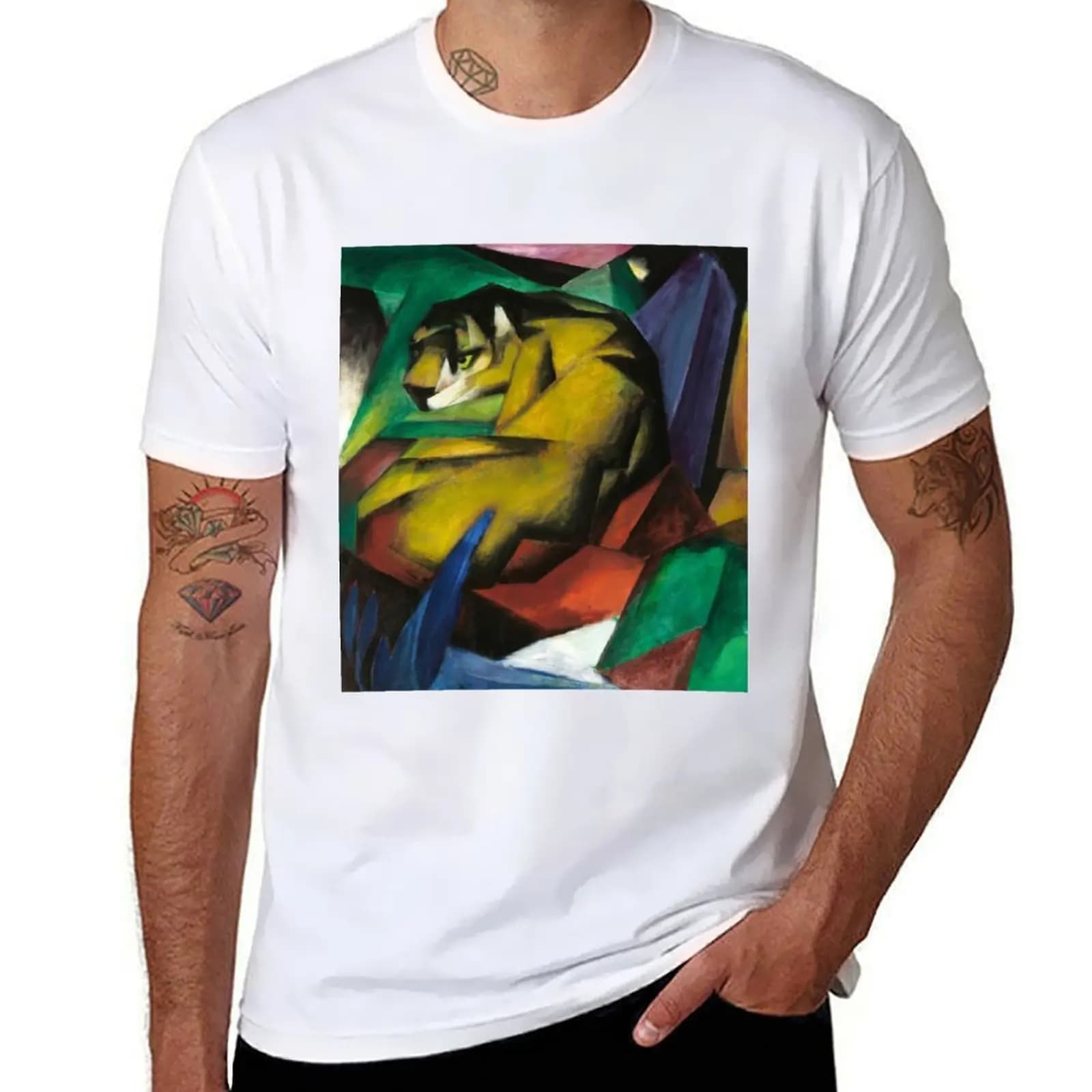 Franz Marc The Tiger T-Shirt cotton t shirts man 100% man t shirt graphic T-Shirt