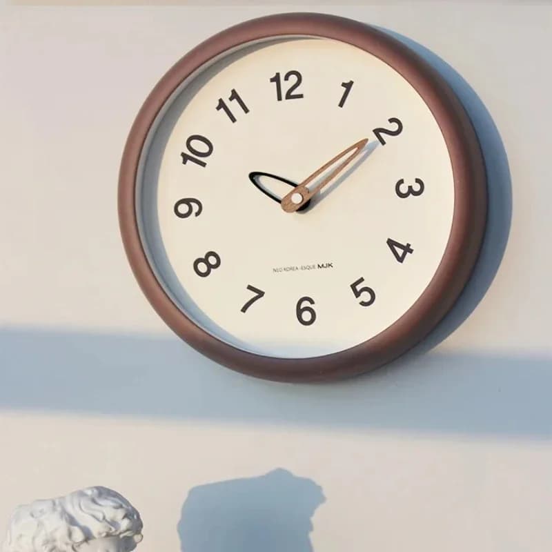 Modern Minimalist Silent Wall Clock for Living Room Bedroom Cream Style Decorative Round Hour Clock No Drilling Required