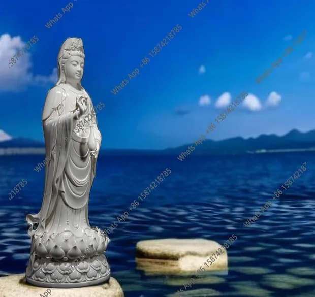 Bn Nanhai Bodhisattva Dehua White Porcelain Crafts Home Ornament New Chinese Desktop Buddha Statue Ceramic Entrance
