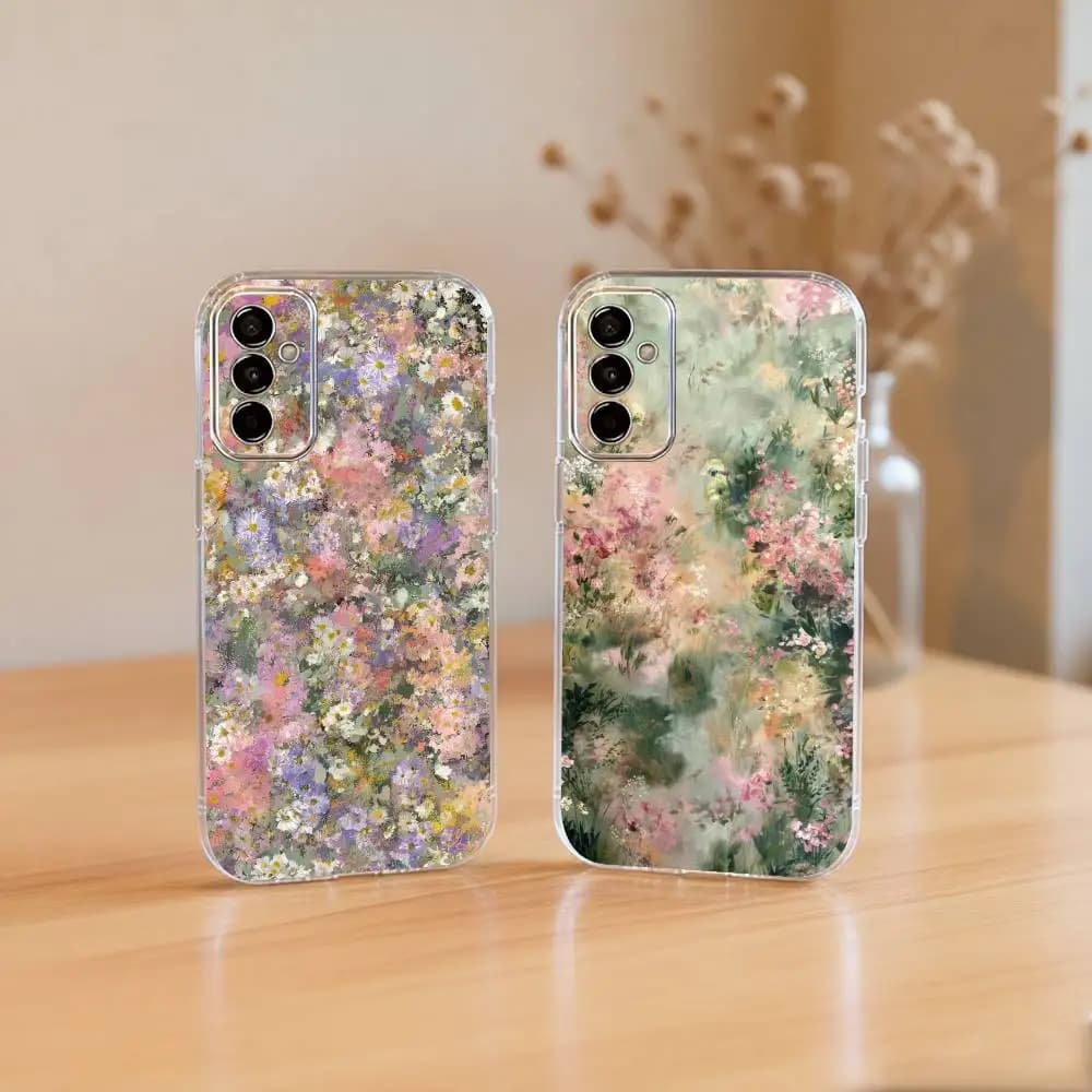 Oil Painting Flowers Series Phone Case For SamsungA10,12,20,21S,30,31,40,50,51,52,70,71 Transparent Cover