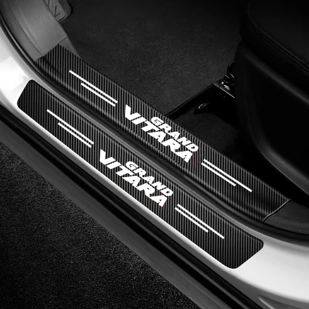 4pcs Car Door Sill Protector Stickers Carbon Fiber Threshold Strip For Suzuki Vitara Door Entry Guard