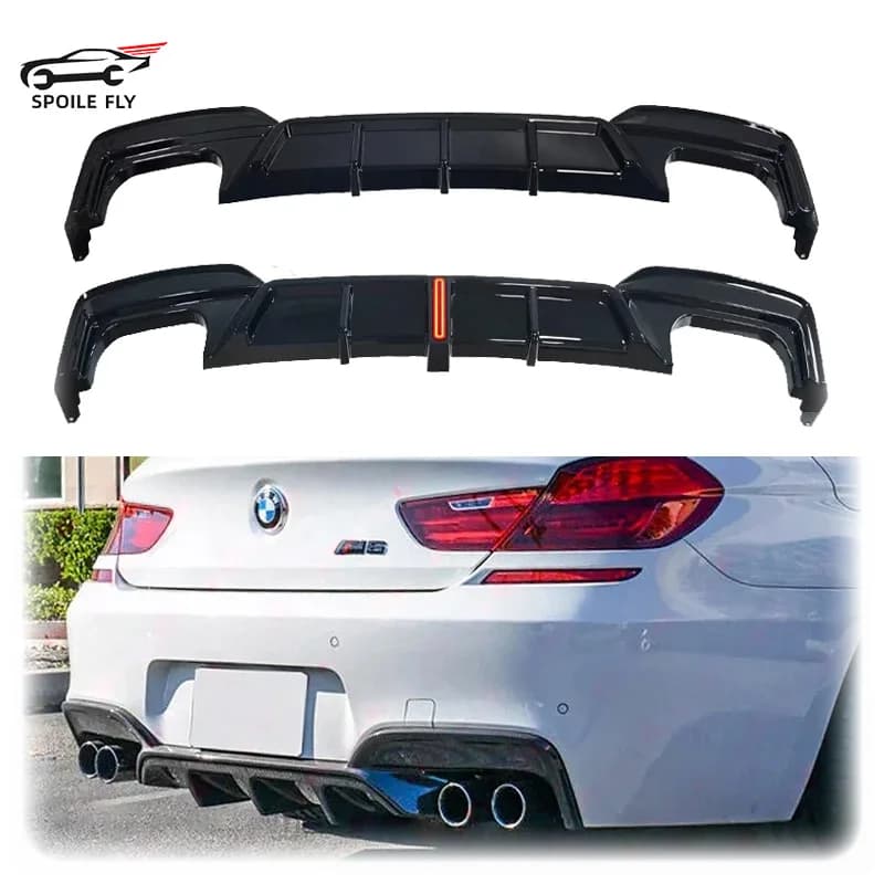 2012 - 2018 For BMW 6 Series F06 F12 F13 M Pack M6 640i 650i M Sport MP Style LED Light Rear Bumper Diffuser Lip Splitter