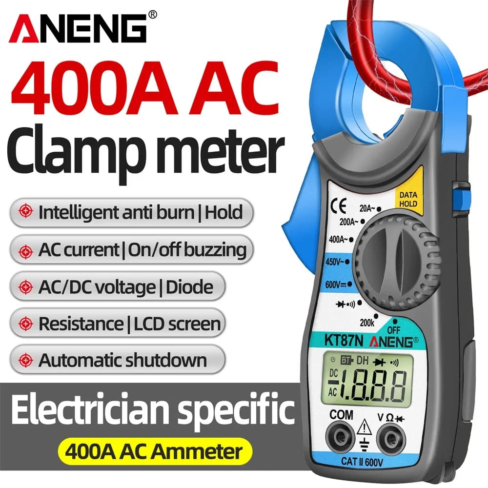Clamp Meter Mini Digital KT87N ANENG 1999 Counts AC/DC Voltage Multimeter Industrial DIY Amp Meters Electrician Repair Kits Tool
