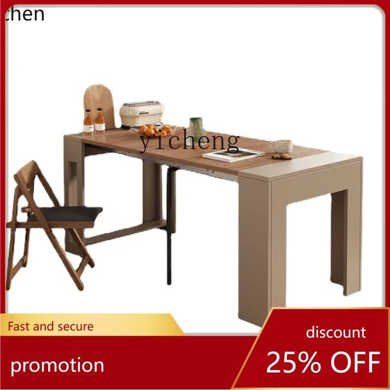 ZMLSimple Cream Style Retractable Dining Table Small Apartment Space-Saving Home Dining Table