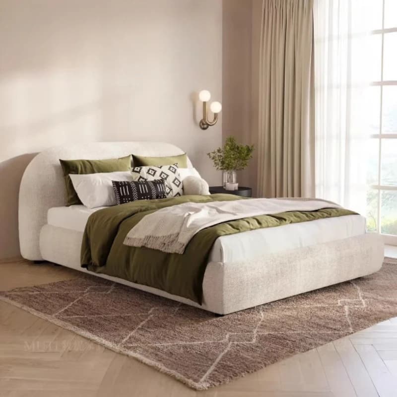 Cream Style Double Bed Teen Girls Headboard Japanese Design Marriage Double Bed Frame Queen Size Home Hotel Bedroom Furnitures