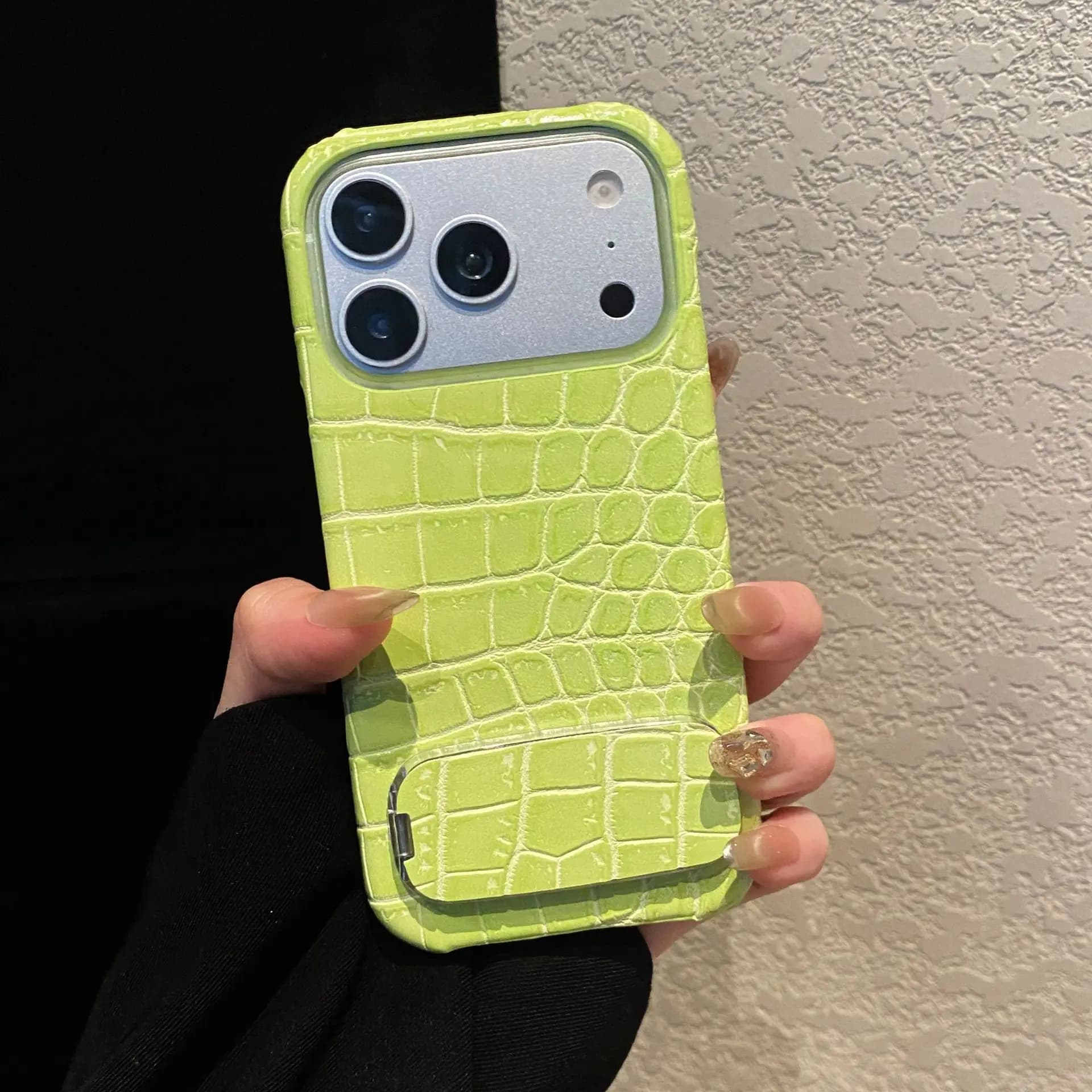 Crocodile Skin Pattern Suitable for iPhone 17air Phone Case 16promax Mirror 15Plus Stand 14Pro Half Pack 13anti Drop Phone Cover
