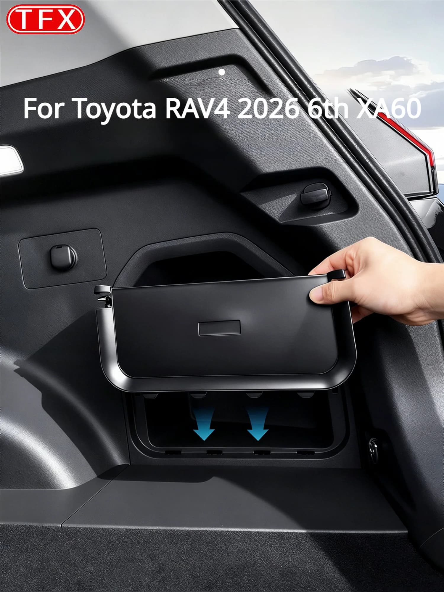 For Toyota RAV4 2026 6th XA60 Car Styling Trunk Divider Rear Cargo Organizer Storage Box Anti-Slip Foldable Durable Accessories
