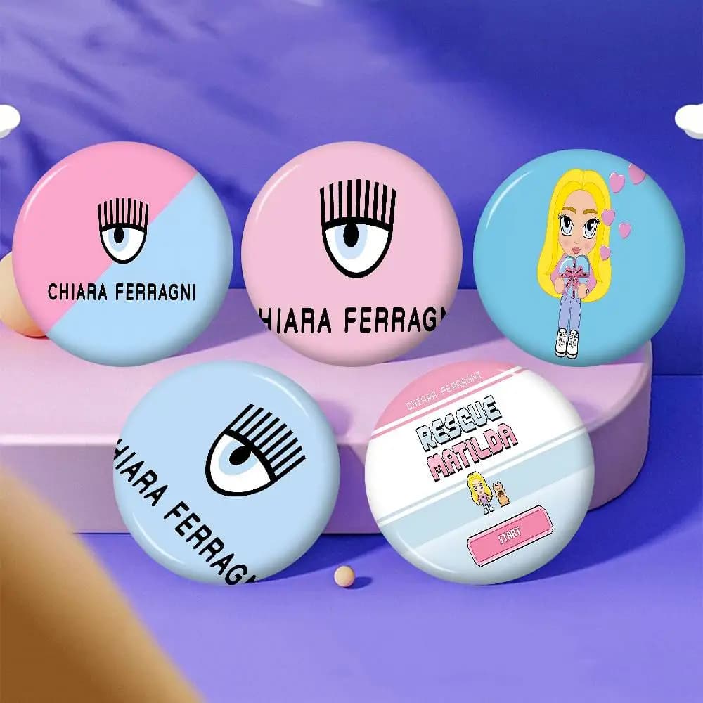 Fashion C-Chiara Ferragni Tinplate Soft Button Pin Brooch Metal Badge Custom Jewelry Accessories Hat Bag Lapel