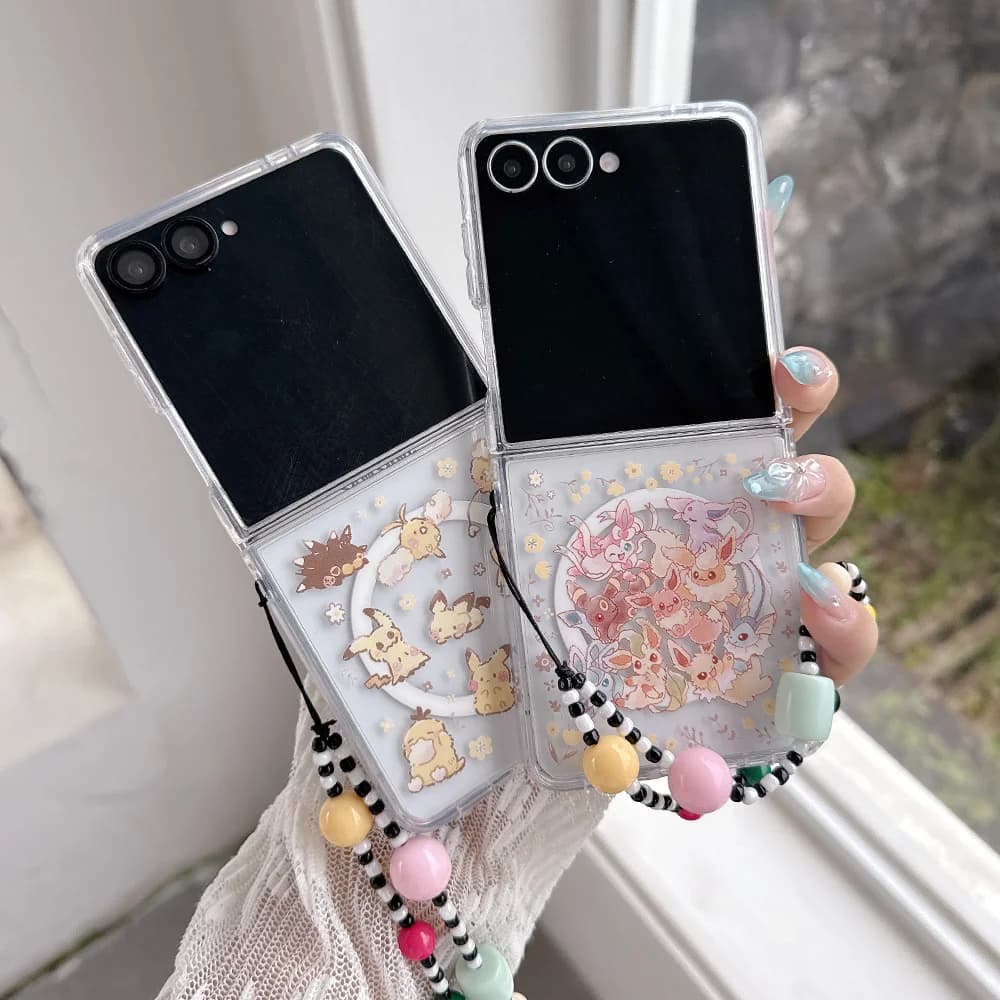 Kawaii animal White Magnetic Stand Phone Case for Samsung Galaxy Z Flip 7 8 Z Flip 8 Cover Cute New Case Shockproof  For Magsafe
