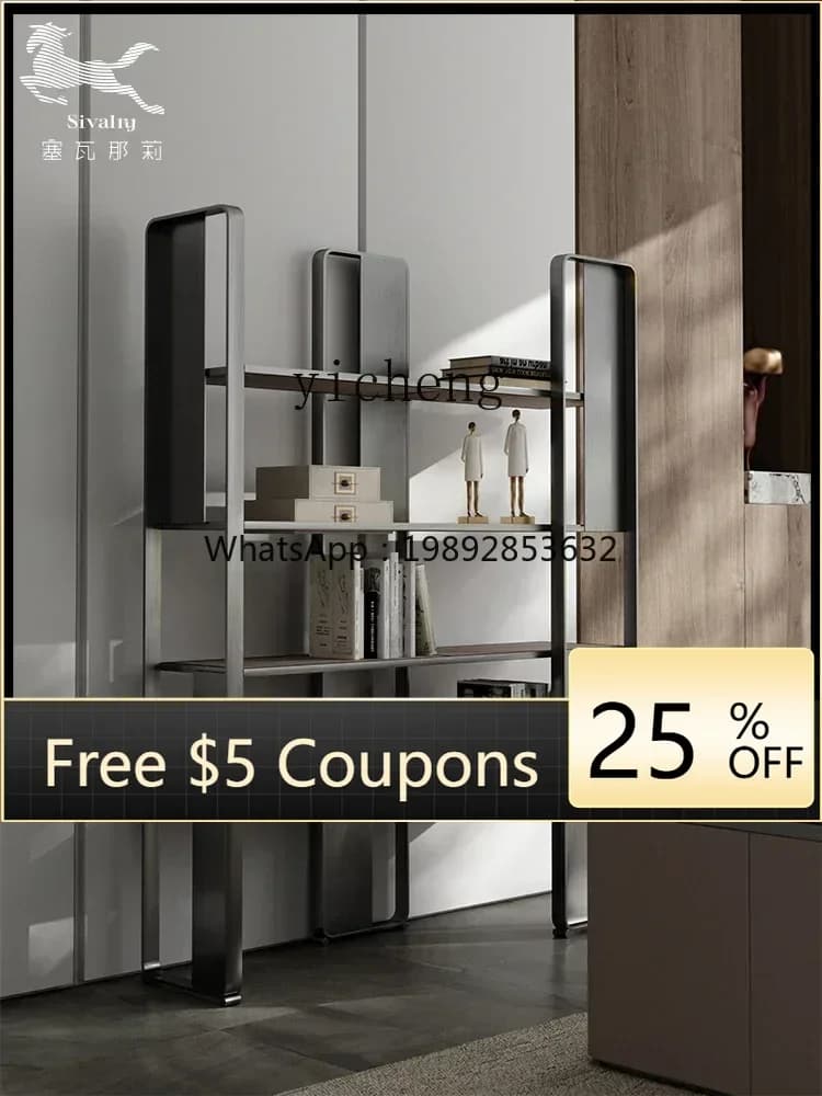 ZJ High-End Bookshelf Storage Floor Wall Living Room Stainless Steel Modern Simple Open Display Stand