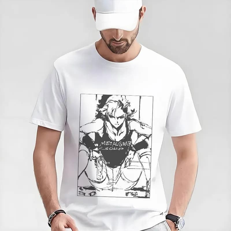 Metal Gear Solid MGS Game Gift T‑Shirt for Gamer 0315 Unisex Cotton Short Sleeve Tees Solid Snake Graphic Print Streetwear Tops