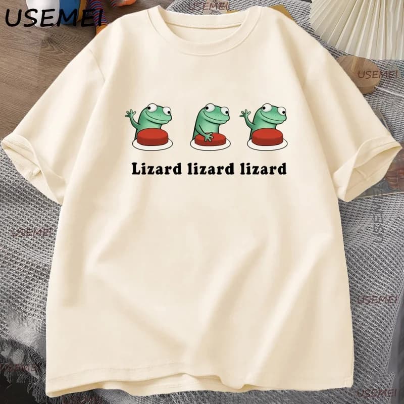 Lizard Meme T-Shirt Men Women Funny Cotton Short Sleeve T-Shirt Casual Summer Round Neck High Quality Loose Tshirt Streetwear