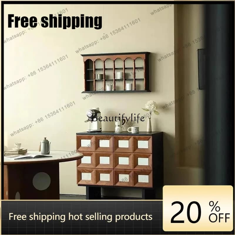 JJ  Medieval Simple Solid Wood Six-chest Cabinet French Retro Drawer Storage Living Room Nanyang Style Chest