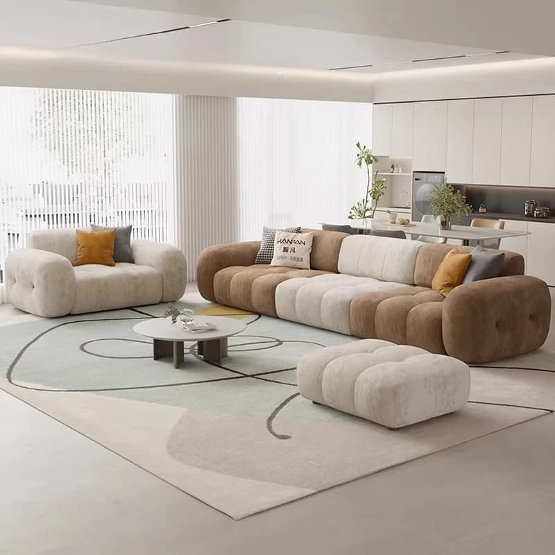 Modern Sofa Fabric Cream Style Minimalist Comfortable Sectional Design Sofa Living Room Relaxing 3 Seater Home Accessories