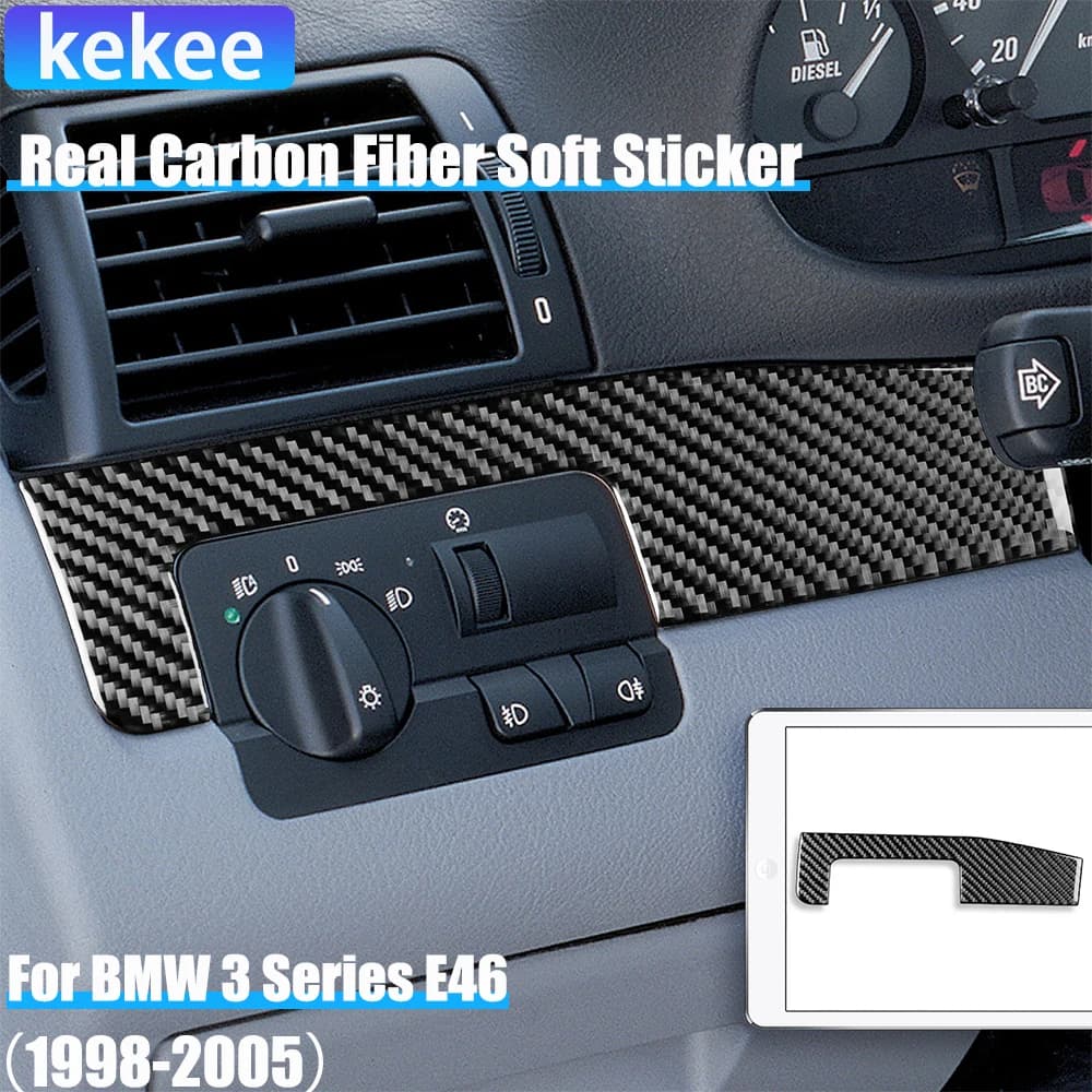 Real Carbon Fiber Car Accessories Driver Strip Cover Soft Sticker For BMW 3 Series E46 1998 1999 2000 2001 2002 2003 2004 2005