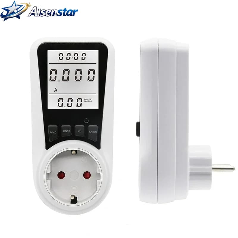 EU plug-in power meter, digital energy meter, 220V AC energy meter, power consumption energy meter