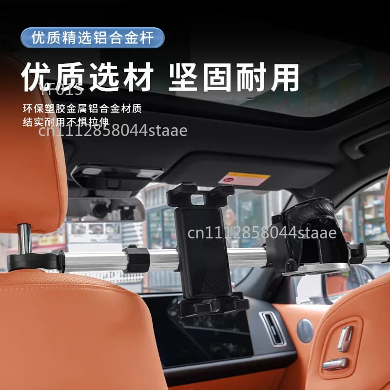 3-in-1 Car Headrest Mount, Phone/Tablet Holder + Cup Holder + Hooks, Backseat Organizer