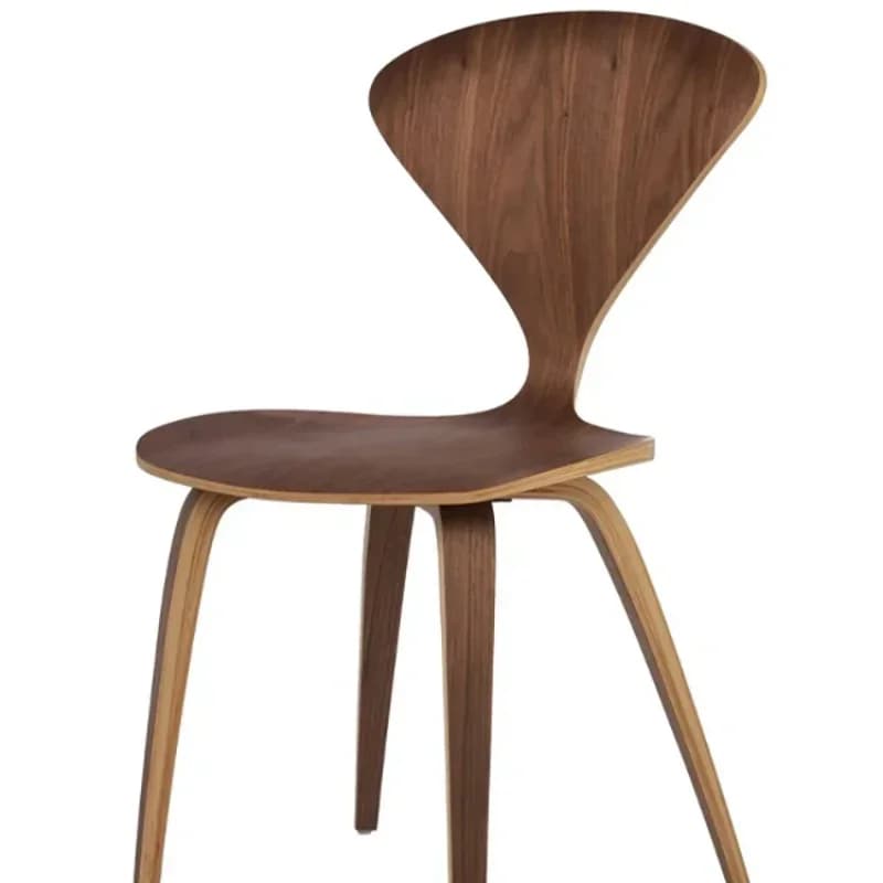 Solid Wood Living Room Seat Retro Industrial Style Coffee Shop Dining Chair with Backrest Walnut Colored Leisure Chair